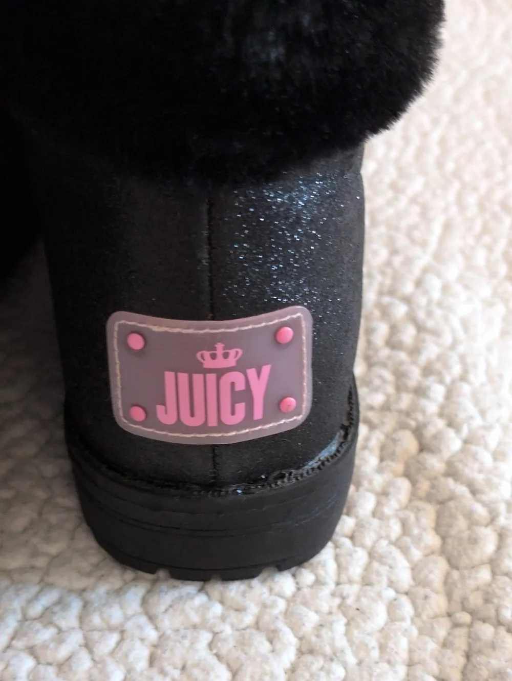Juicy Couture Lace Up Sparkle Faux Fur Ankle Boots Gorpcore Feminine Whimsigoth